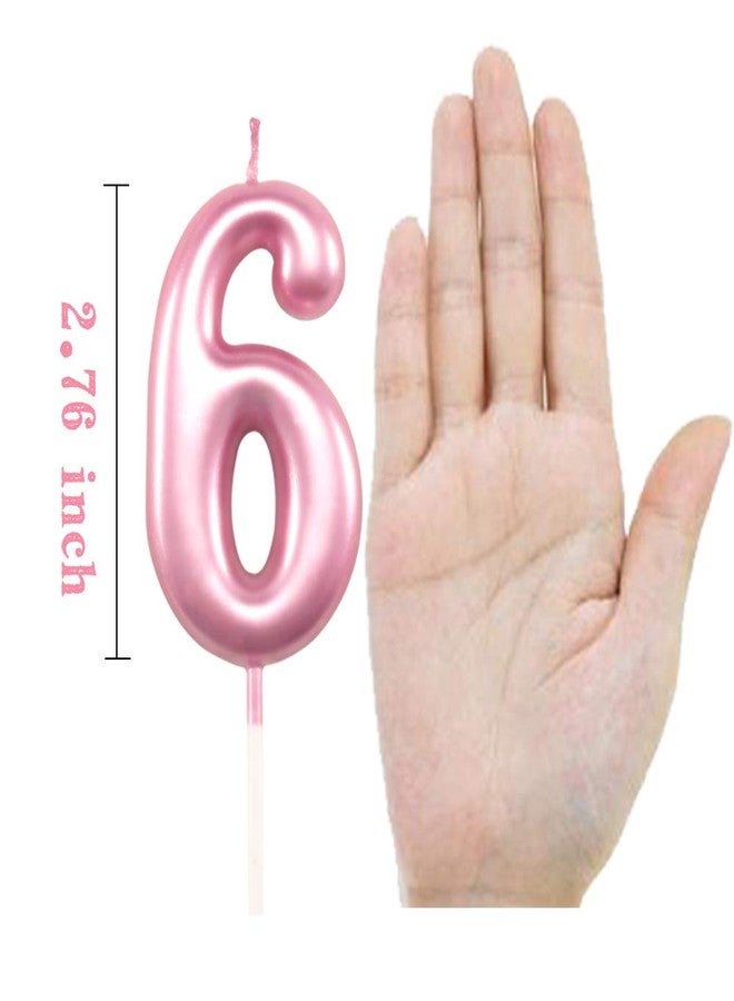 XNOVA 6th Birthday Candle Six Years Pink Happy Birthday Number 6 Candles for Cake Topper Decoration for Party Kids Adults Numeral 60 26 64 16 66 62 - Image 2